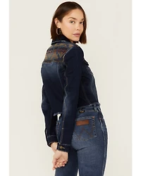 Shyanne Women's Southwestern Embroidered Cropped Denim Jacket