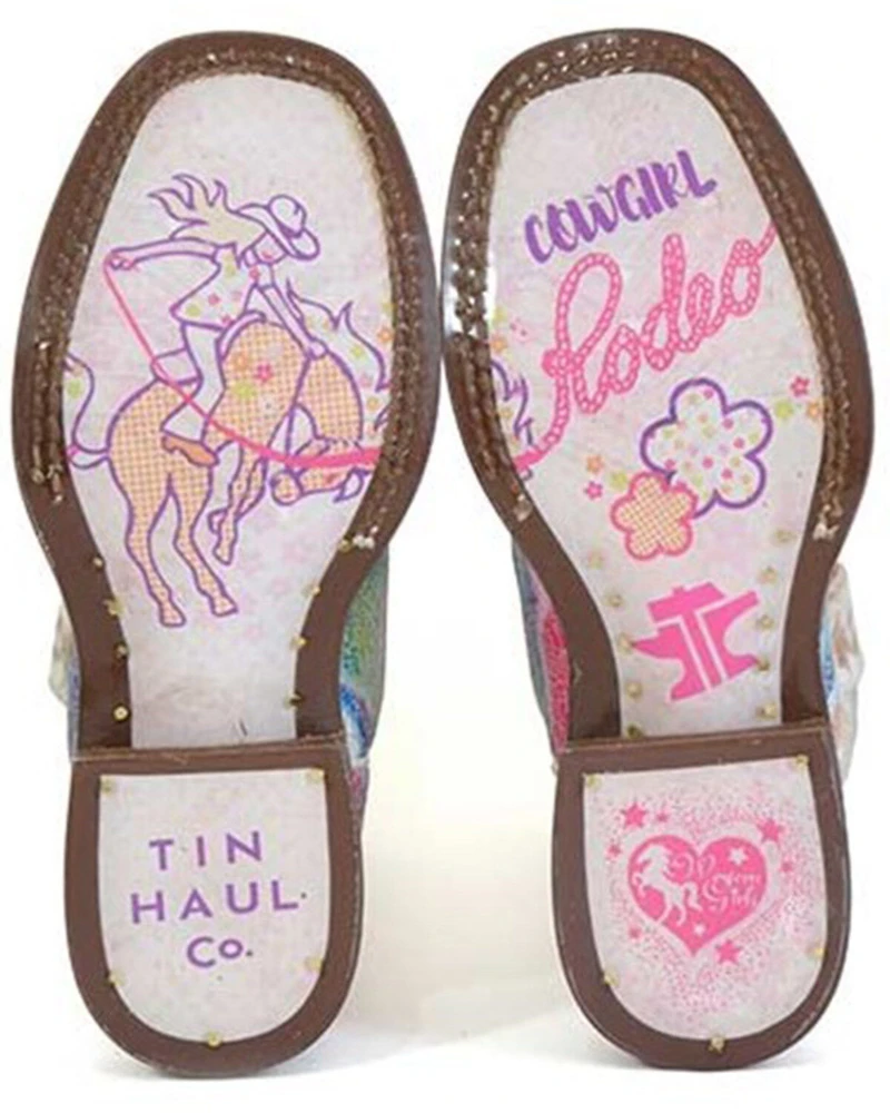 Tin Haul Little Girls' Color Burst Western Boots - Broad Square Toe