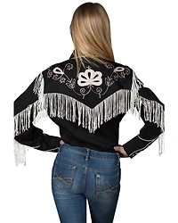 Rockmount Ranchwear Girls' Embroidered Vintage Fringe Long Sleeve Pearl Snap Western Shirt