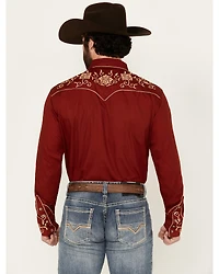 Wrangler Men's Rodeo Ben Embroidered Long Sleeve Snap Western Shirt