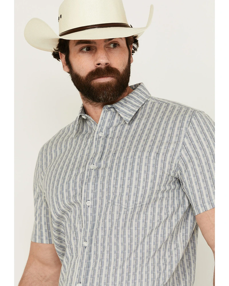 Cody James Men's Falling Diamond Striped Short Sleeve Button-Down Stretch Western Shirt - Tall