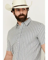 Cody James Men's Falling Diamond Striped Short Sleeve Button-Down Stretch Western Shirt - Tall