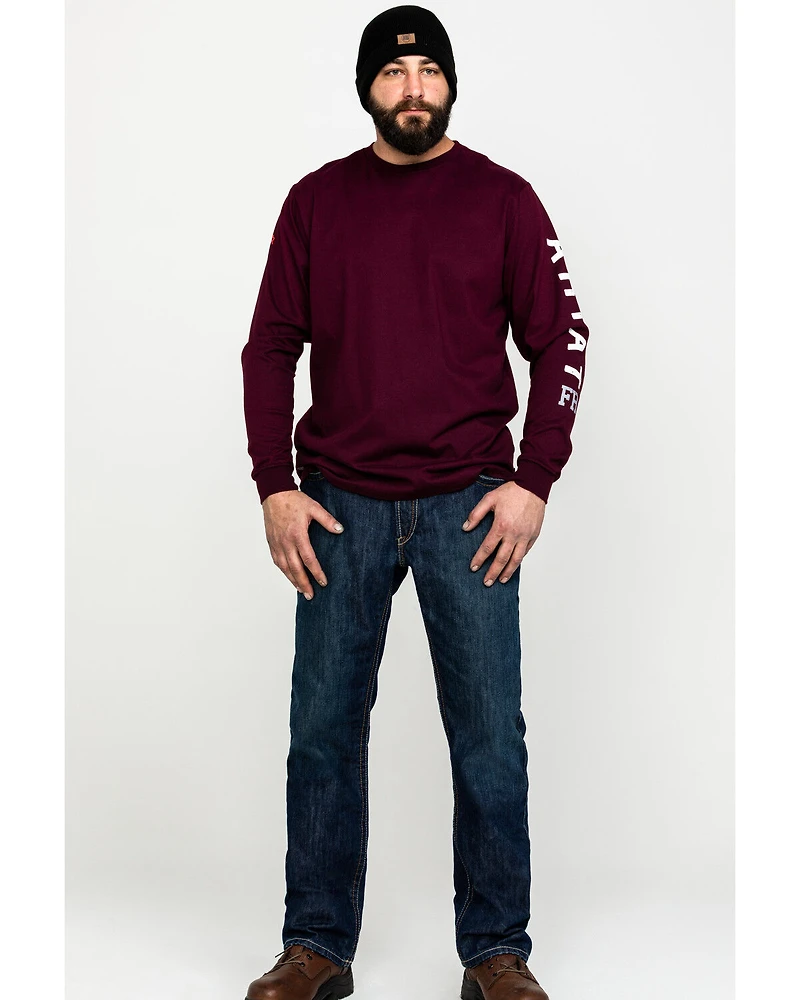 Ariat Men's FR Roughneck Skull Logo Crew Long Sleeve Work T-Shirt - Big