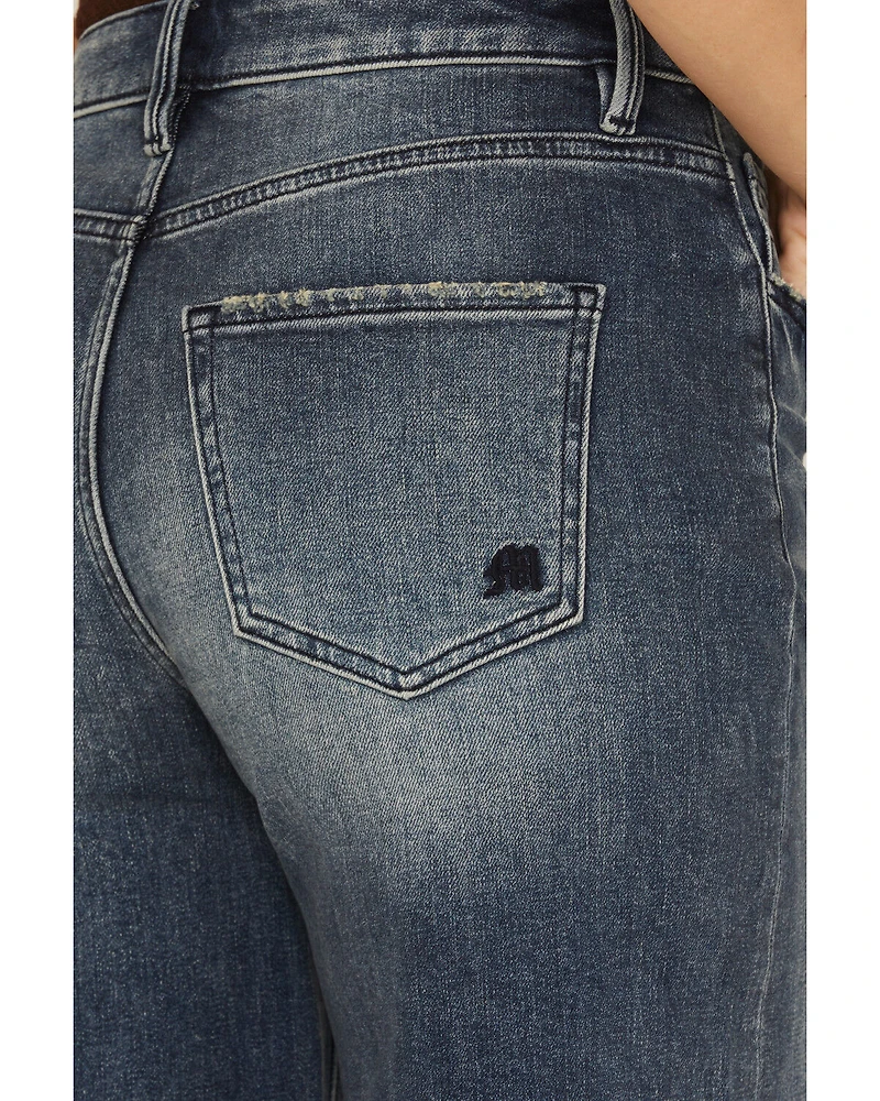 Miss Me Women's Dark Wash High Rise 32" Super Wide Stretch Denim Jeans