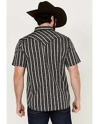 Moonshine Spirit Men's Flock Striped Short Sleeve Snap Western Shirt