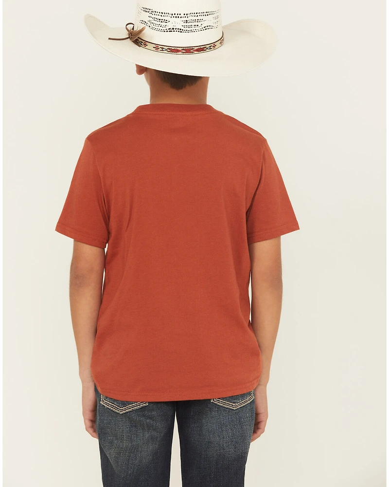 Rock & Roll Denim Boys' Longhorn Skull Logo Short Sleeve Graphic T-Shirt