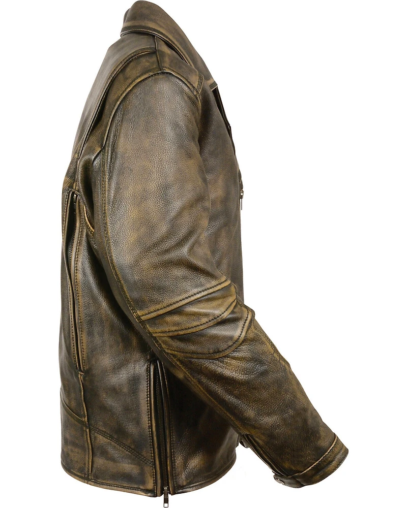 Milwaukee Leather Men's Triple Stitch Extra Long Biker Jacket - 3X