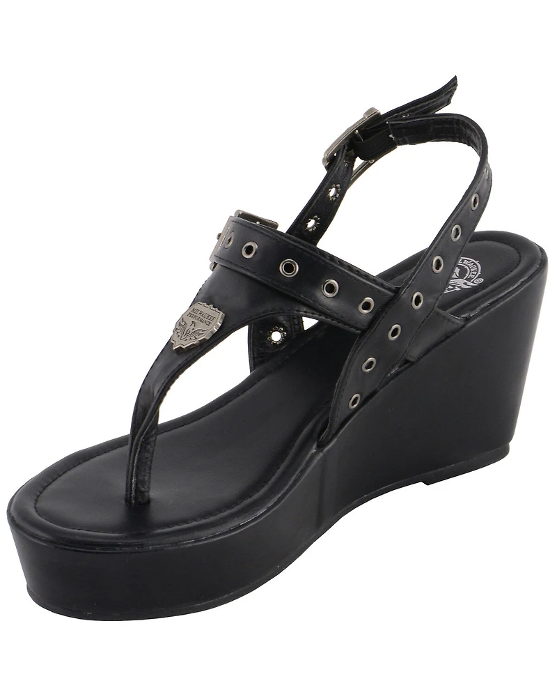 Milwaukee Leather Women's Buckle Strap Wedge Sandals