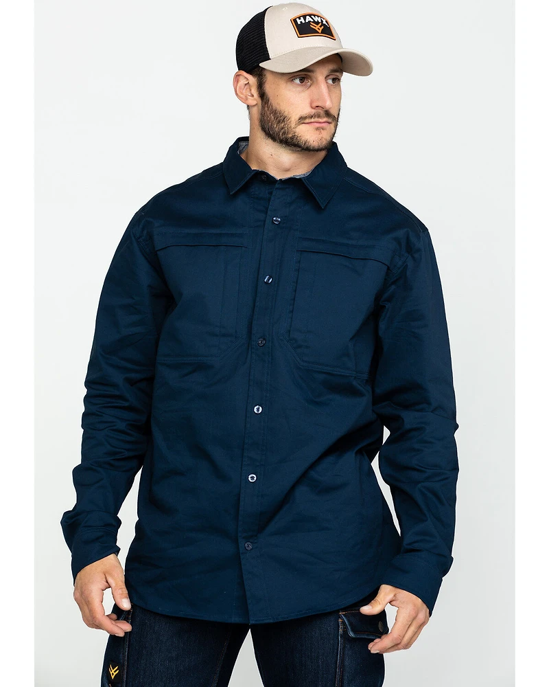 Hawx Men's Navy Stretch Twill Long Sleeve Work Shirt