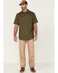 Hawx Men's Solid Twill Short Sleeve Button-Down Work Shirt