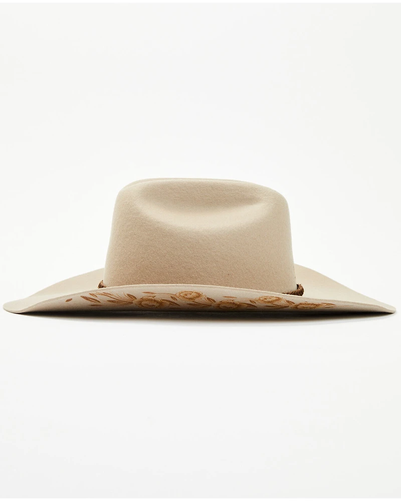 Wrangler Women's Floral Heat Debossed Felt Cowboy Hat