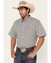 RANK 45® Men's Angus Geo Print Short Sleeve Button-Down Stretch Western Shirt