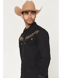 Moonshine Spirit Men's High Noon Embroidered Long Sleeve Snap Western Shirt