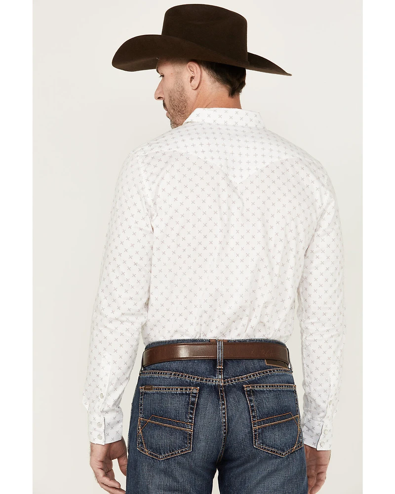 Cody James Men's North Star Jacquard Geo Print Long Sleeve Pearl Snap Western Shirt