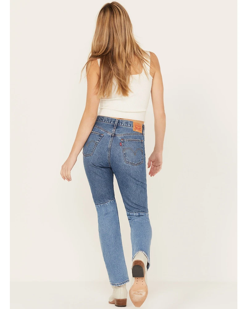 Levi's Women's Medium Wash 501 Pieced Destructed Jeans