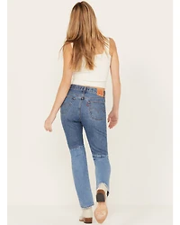 Levi's Women's Medium Wash 501 Pieced Destructed Jeans