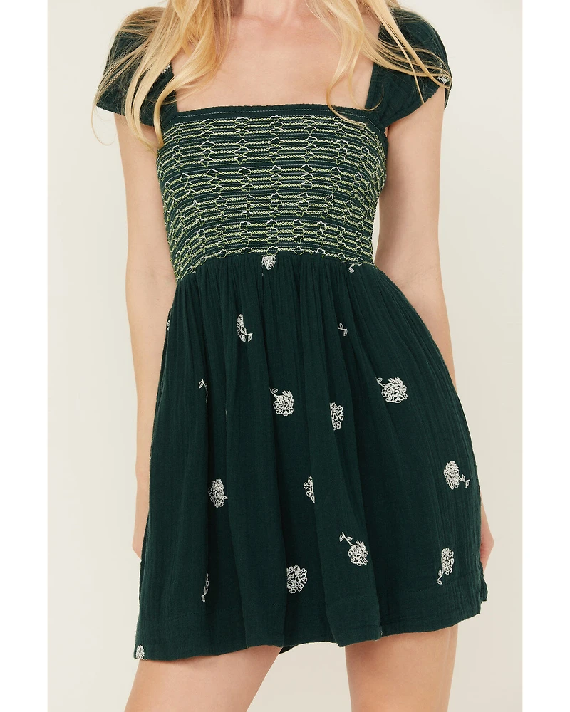Free People Women's Tory Floral Smocked Mini Dress