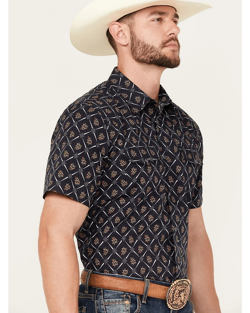Gibson Trading Co Men's Floral Geo Print Short Sleeve Snap Shirt