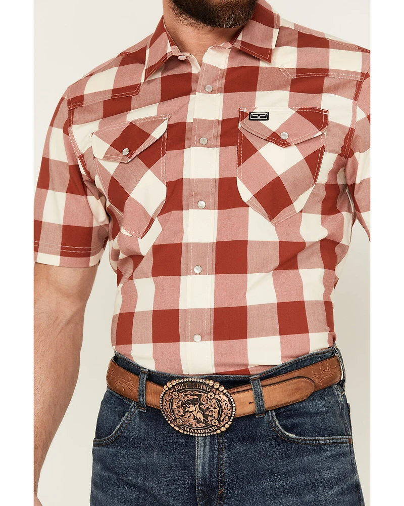 Kimes Ranch Men's Malcom Buffalo Plaid Print Short Sleeve Pearl Snap Western Shirt