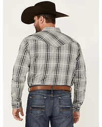 Moonshine Spirit Men's Tuning Fork Plaid Print Long Sleeve Snap Western Shirt