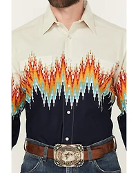 Panhandle Men's Southwestern Border Long Sleeve Snap Western Shirt
