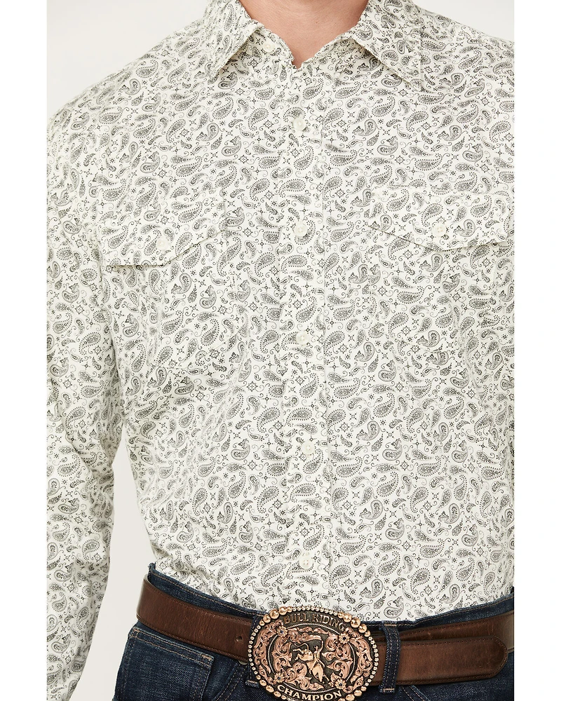 Wrangler Retro Men's Premium Paisley Print Long Sleeve Button-Down Western Shirt