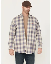 Ariat Men's FR Crenshaw Logo Plaid Print Long Sleeve Button-Down Work Shirt