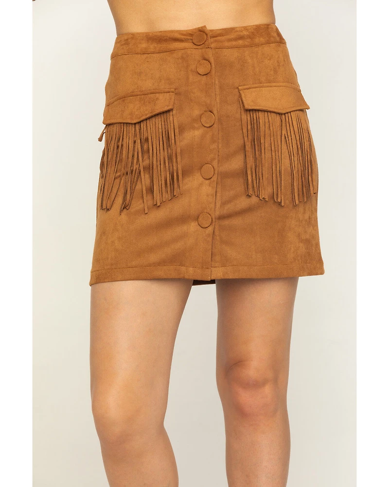 Flying Tomato Women's Fringe Pocket Mini Skirt
