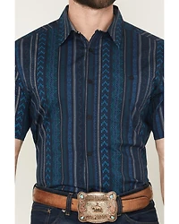 RANK 45® Men's Texas Ranger Striped Print Short Sleeve Button-Down Stretch Western Shirt