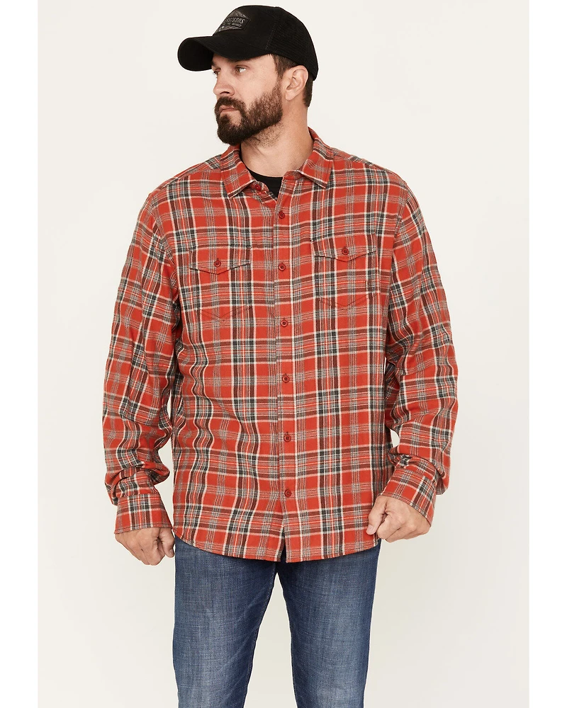 Brothers and Sons Men's Plaid Long Sleeve Button-Down Western Flannel Shirt