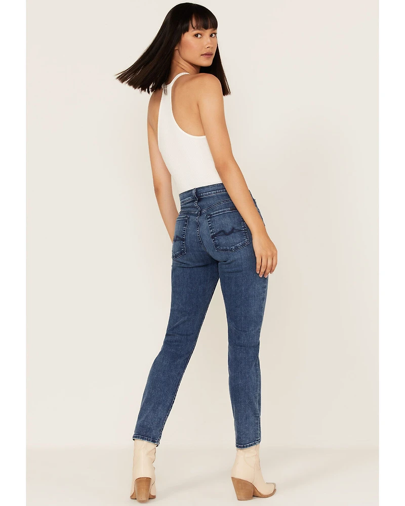 7 For All Mankind Mid Wash Josefina Formosa Cuffed Skinny Jeans