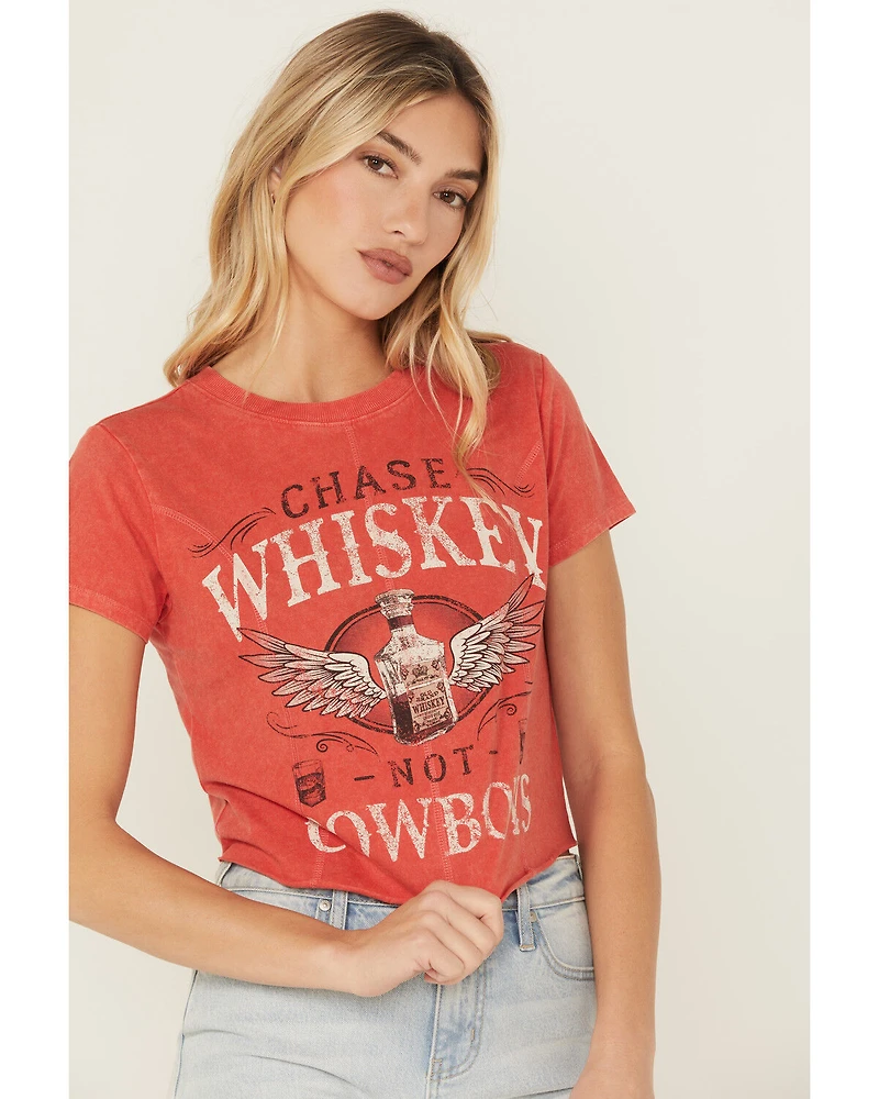 Shyanne Women's Chase Whiskey Not Cowboys Short Sleeve Cropped Graphic Tee