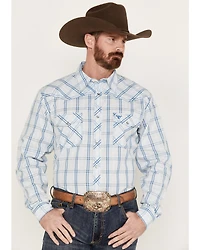 Cowboy Hardware Men's Plaid Print Long Sleeve Western Pearl Snap Shirt