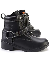 Milwaukee Leather Women's 7" Lace-To-Toe Harness Motorcycle Boots - Round Toe