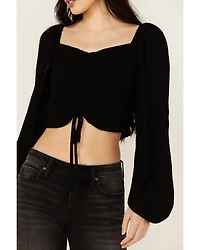 Idyllwind Women's Hazel Smocked Long Sleeve Cropped Blouse