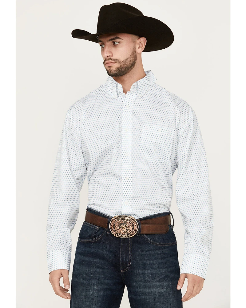 Wrangler Men's Classics Geo Print Long Sleeve Button-Down Western Shirt