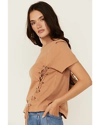 Blended Women's Side Lace-Up Short Sleeve Tee