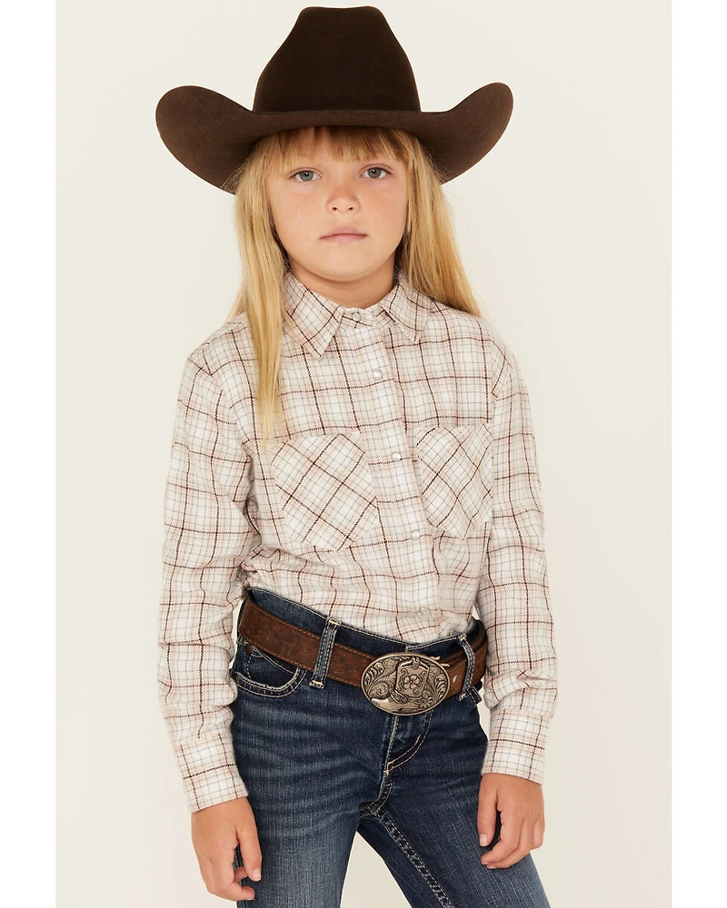 Shyanne Girls' Plaid Print Long Sleeve Snap Western Shirt
