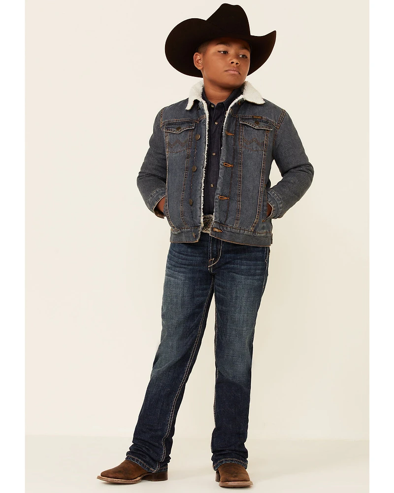 Wrangler Boys' Rustic Sherpa Lined Denim Jacket