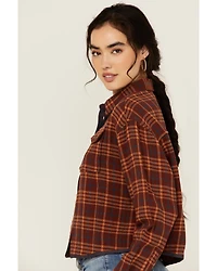 Cleo + Wolf Women's Chelsea Plaid Print Long Sleeve Button-Down Cropped Shirt
