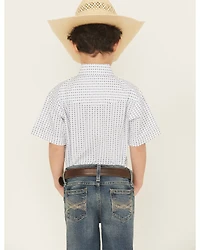 Ely Walker Boys' Geo Print Short Sleeve Snap Western Shirt
