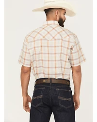 Ely Walker Men's Plaid Print Short Sleeve Snap Western Shirt