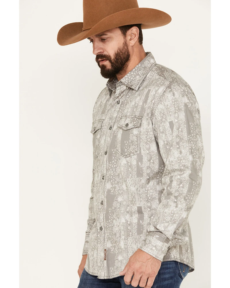 Wrangler Retro Men's Patchwork Print Long Sleeve Button-Down Western Shirt