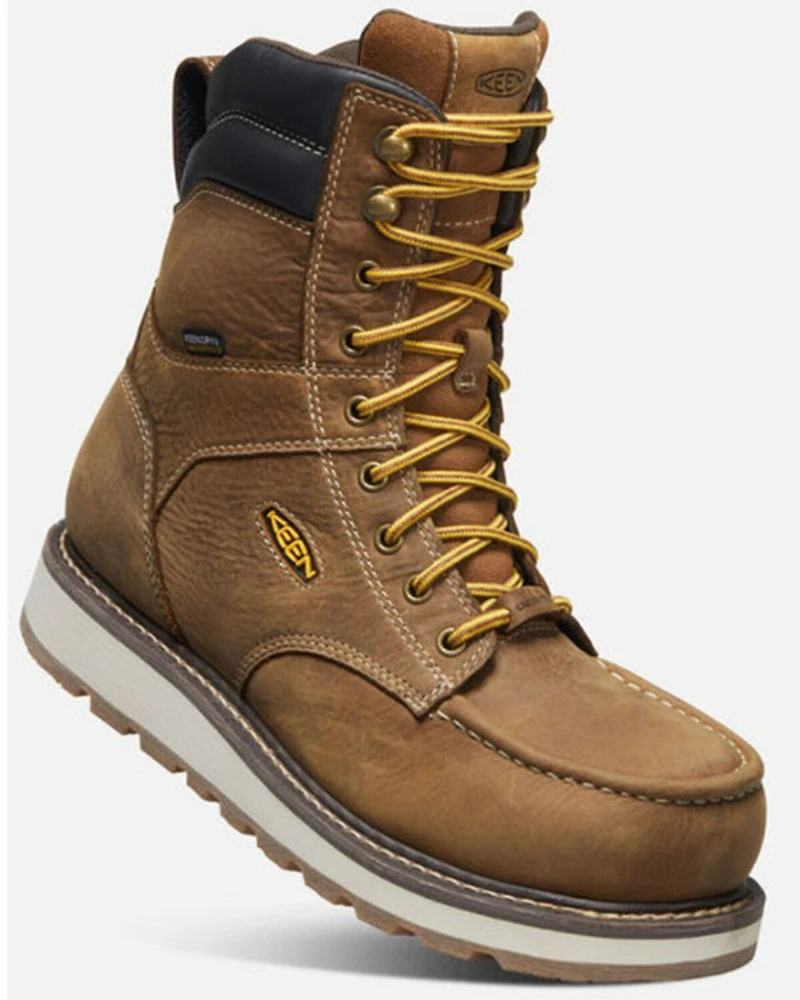 Keen Men's Cincinnati 8" Lace-Up Waterproof Wedge Work Boots - Carbon Fiber Toe