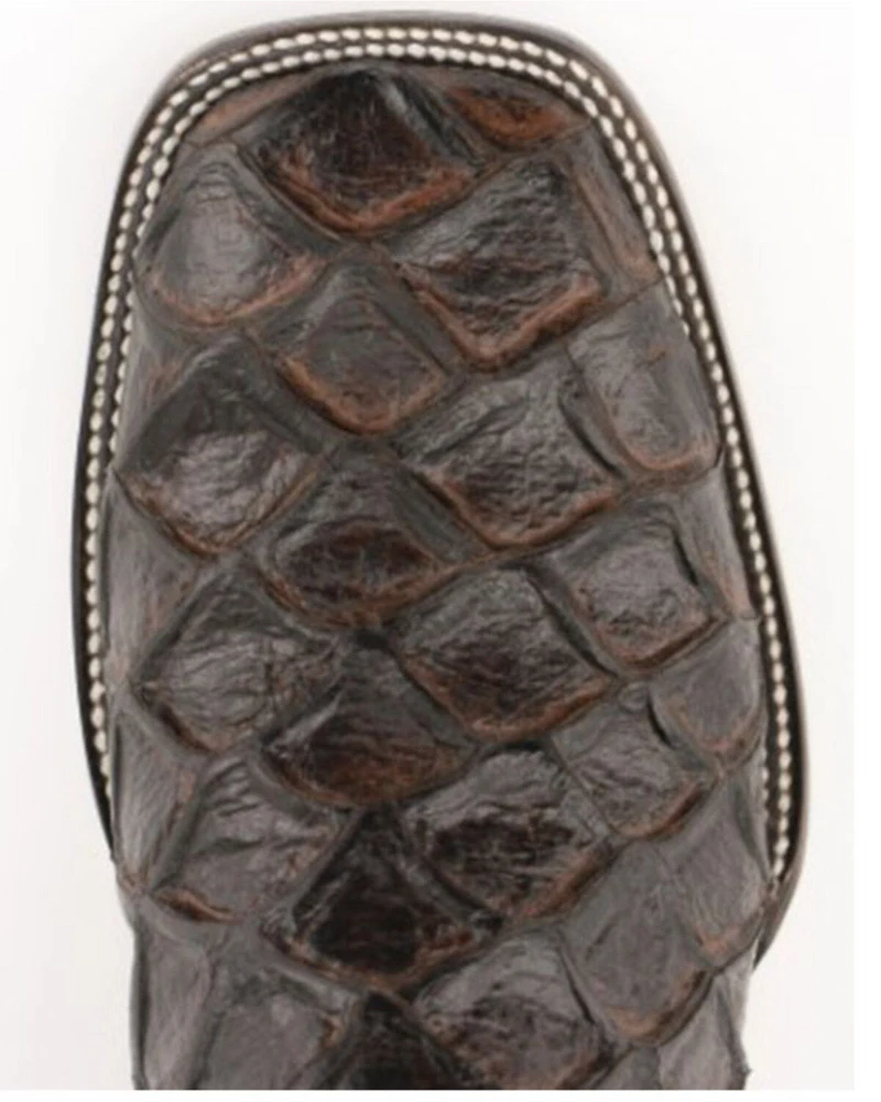 Ferrini Men's Bronco Brown Pirarucu Print Western Boots - Broad Square Toe