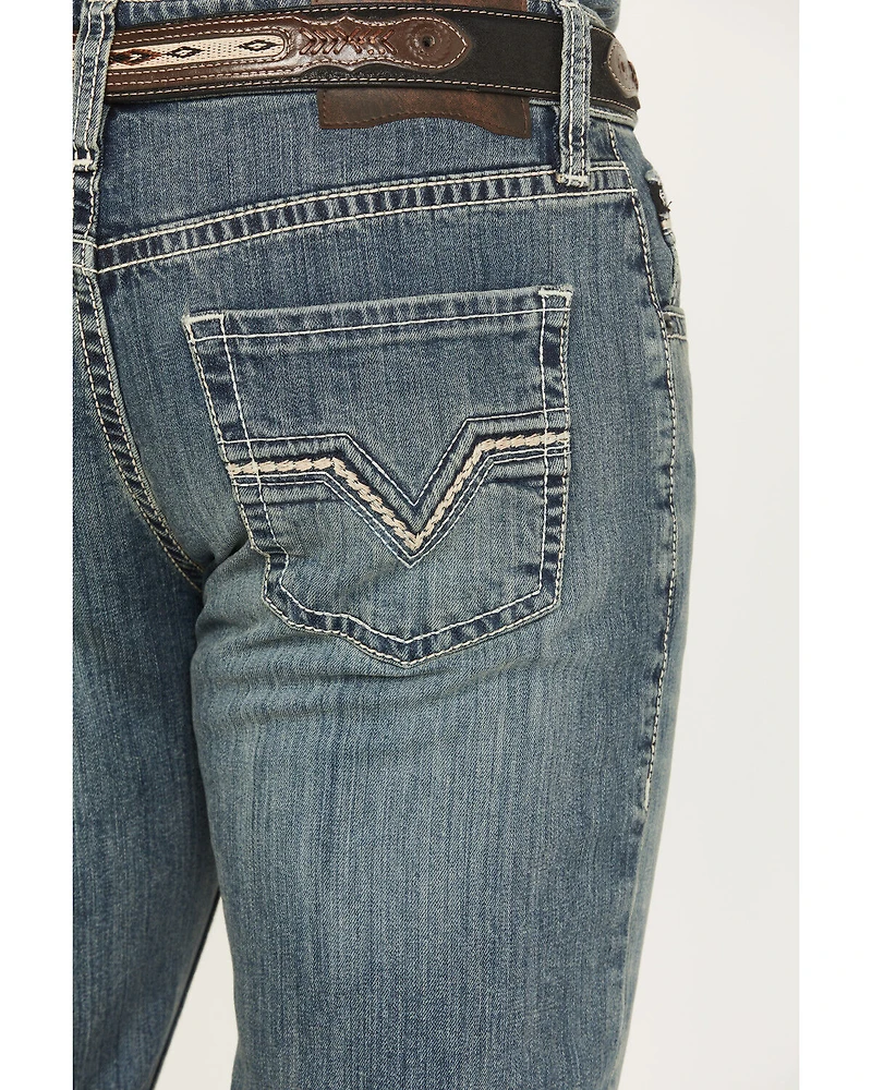 Rock & Roll Denim Men's Medium Wash Double Barrel Relaxed Bootcut Stretch Jeans