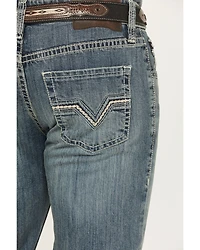 Rock & Roll Denim Men's Medium Wash Double Barrel Relaxed Bootcut Stretch Jeans
