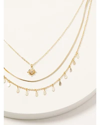 Shyanne Women's 3-piece Starburst & Dangle Charm Gold Layered Necklace Set
