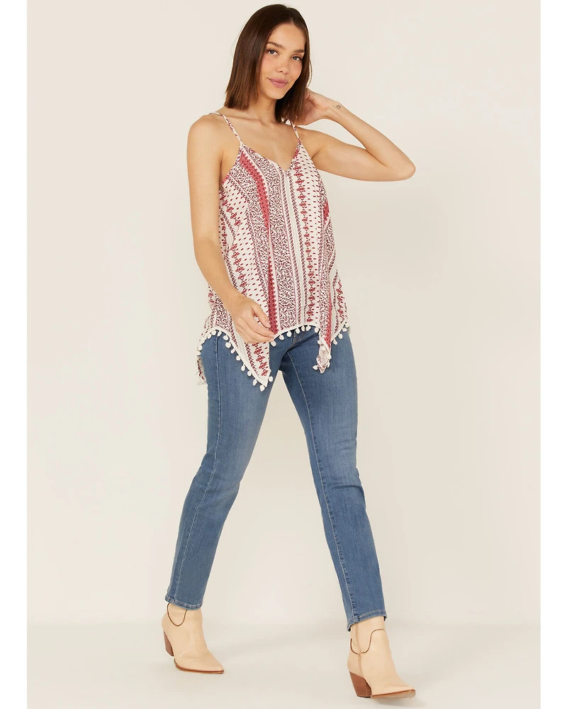 Cotton & Rye Women's Mixed Stripe Print Hanky Hem Tank Top