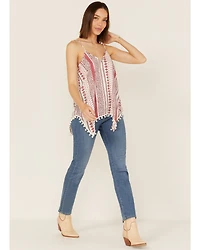 Cotton & Rye Women's Mixed Stripe Print Hanky Hem Tank Top